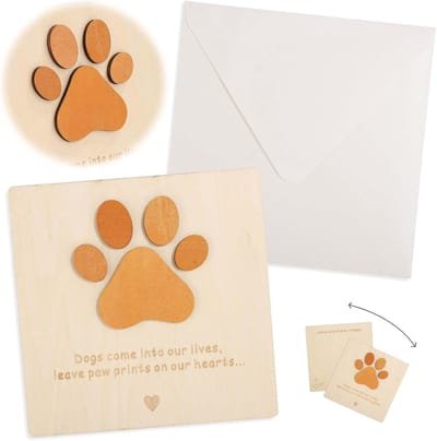 Sympathie Kaart voor Honden - Houten Dog Memorial Card - Verlies van Honden - Condoleance Kaart en Herinnering Geschenken