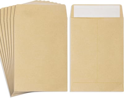100 stuks - Enveloppen - Kleine Kraft-papieren enveloppen - Kleine munten enveloppen - Zelfklevende zaadzakjes - Geschikt voor kantoor, thuis en school Enveloppen - 12 x 8 cm - Bruin