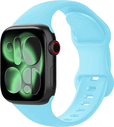 Siliconen Bandje Geschikt voor Apple Watch 1, 2, 3, 4, 5, 6, 7, 8, 9, 10, 11, SE - 42/44/45/46 mm Bandje Siliconen - Horloge Band Verstelbaar Polsband - Lichtblauw