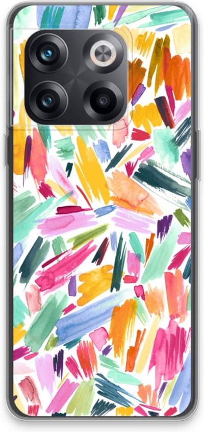 Case Company® - Hoesje geschikt voor OnePlus 10T hoesje - Watercolor Brushstrokes - Soft Cover Telefoonhoesje - Bescherming aan alle Kanten en Schermrand