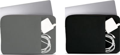 Coverzs bundel van 2 Laptophoes 14 inch & 15 6 inch - Zwart & Grijs - Laptoptas dames / heren geschikt voor o.a. 15 6 inch laptop en 14 Inch laptop - geschikt voor macbook hoes met ritssluiting - waterafstotende hoes