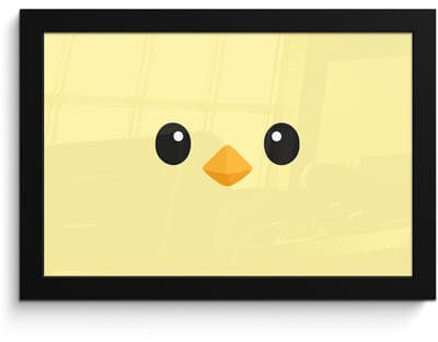 Poster in lijst - Fotolijst 30x20 cm - Posters - Kuiken - Vrolijk - Geel - Minimalistisch - Posterlijst zwart - Decoratie - Wanddecoratie woonkamer - Muurdecoratie slaapkamer