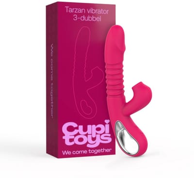 Cupitoys® Stotende luchtdrukvibrator - 2 in 1 - 23,7cm - 42°C - Roze - Cadeauverpakking - 12 standen - Vibrators voor vrouwen en mannen - Sex toys voor vrouwen en mannen