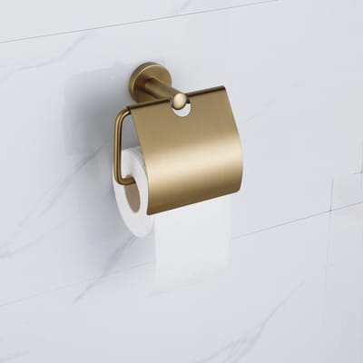 FugaFlow Eccelente Acces - toiletrolhouder - met klep - Geborsteld Messing PVD (Goud)