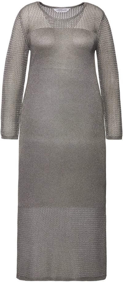 Studio Untold - Dames - Gebreide maxi-jurk mouwloos - Zilver - Maat 46+