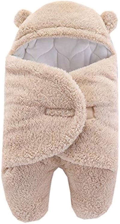 Winterslaapzak voor pasgeborenen, warme inbakerdeken met apart voetkussentje, geschikt voor baby's, meisjes, jongens en peuters, kaki 3-6 maanden