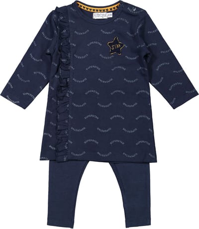 Dirkje - Girls 2 pce babysuit ls dress Navy - maat 86