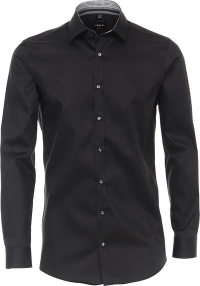 Venti Overhemd Non Iron Zwart Body Fit 103522600-800 - XXL