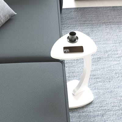 Bijzettafel Klinerg op wielen C-vorm 40x37x56 cm wit [en.casa]