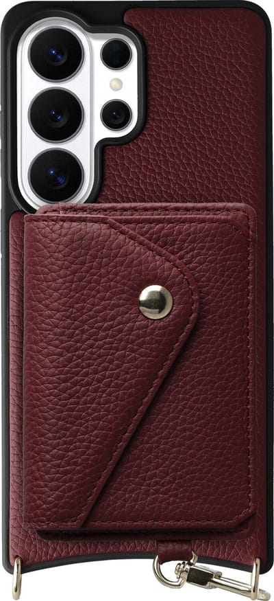 AVY Leren Hoesje Geschikt voor Samsung Galaxy S26 Ultra | Met Magnetische Kaarthouder | Compatibel met MagSafe | Leather Case met Wallet | Burgundy