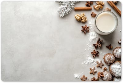 Placemats 45x30 cm - Placemat kunststof - 1 stuk - Kruiden - Winter - Melk - Beton - Borden onderleggers - Decoratie voor op tafel - Keuken tafeldecoratie accessoires - Vinyl onderlegger - Tafelversiering