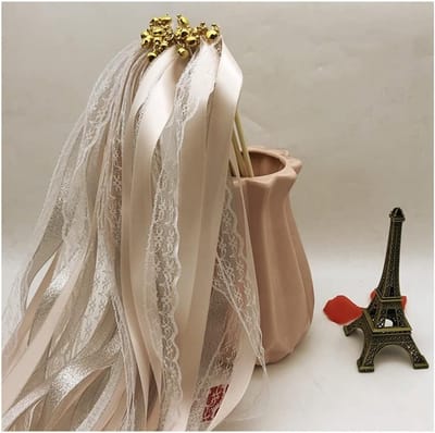 Luxe Linten Toverstokken voor Bruiloften en Feestjes - 30 Stuks, Decoratie voor Verjaardagen en Kerst, Beige Kleur