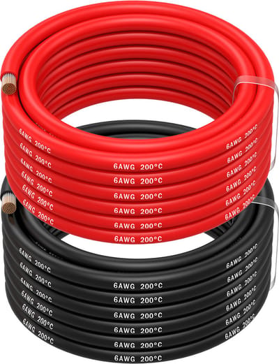 MMOBIEL 6 AWG Siliconen Elektrische Draad - 6 Gauge (13,3mm²) Vertinde Koperkabel - 2 Aparte Draden Rood & Zwart Elk 5 m voor Koelkasten, Airconditioners, Autobatterijen, Lasbatterijen