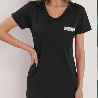 Robes Chemises de nuit Pyjamas Vêtements d'intérieur pour femmes Peuvent être portés à l'extérieur Jupe courte en dentelle XL noir