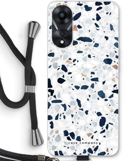 Case Company® - Hoesje met koord geschikt voor Oppo A78 5G hoesje met Koord - Terrazzo N°1 - Telefoonhoesje met Zwart Koord - Bescherming aan alle Kanten en Over de Schermrand
