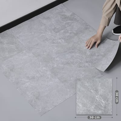 30x30cm Zelfklevende PVC Vloertegels - Marmer Look Vinyl Tegels, Waterdicht & Slijtvast - Geschikt voor Woonkamer, Keuken, Badkamer, Balkon - Lichtgrijs - 50 stuks (4,5 m²)