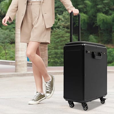 Dailygoods- Cosmetische Koffer met Wielen - 3 Laden - Inhoud 20 kg - Hoogwaardige Materialen - Verstelbare Trekstang 13-38 cm - Totale Afmetingen 42 x 28 x 53 cm - Make-upkoffer