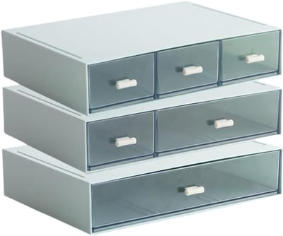 Stapelenbare Bureau Organizer met 6 Lades, 3 Laags Plastic Opbergdoos voor Bureau, Makeup en Kantooraccessoires, Ideaal voor Netjes en Efficiënt Werken