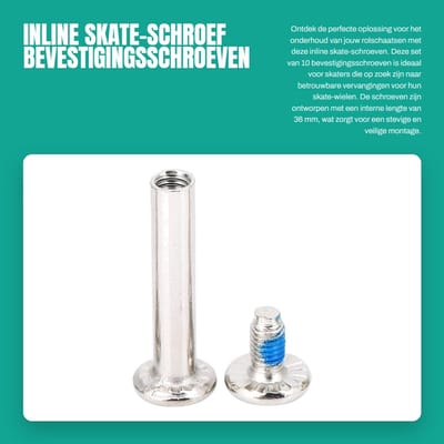 Dailygoods- Rolschaats Schroef 10x Bevestigingsschroeven - Skate-wielschroef - Vervangende Skate-wielas - Zeskantschroef - Hoogwaardig Materiaal - Lengte 36 mm