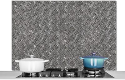 Spatscherm keuken 120x80 cm - Kookplaat achterwand Metaal - Industrieel - Patronen - Muurbeschermer - Spatwand fornuis - Hoogwaardig aluminium