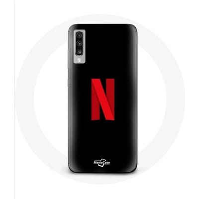 Samsung Galaxy A70 hoesje Netflix Logo rood zwarte achtergrond zwart