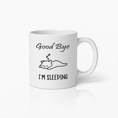 Grappige Slapende Kat Mok 330ml – “Good Bye I’m Sleeping” Tekst – Schattig Cadeau voor Kattenliefhebbers & Slaapfans