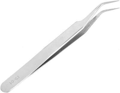 Pincet Set - Wimpers Tangen - Precisiewerk - Roestvrij Staal - Gebogen Kop - Zilver