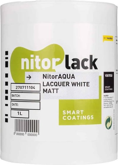 NitorLACK N270711104 NitorAQUA Mat Witte Watergedragen Lak - 1000ml