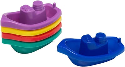 Let's Play badspeelgoed - 5x - bootjes - kunststof - 10 x 3,5 cm