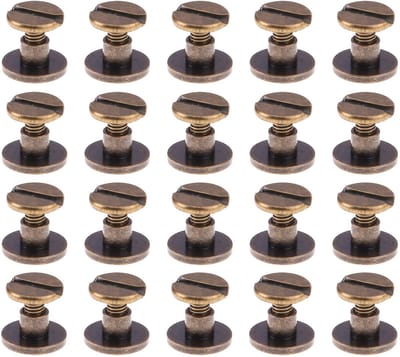 Dailygoods- Klinknagels 20 Stuks - Bronskleurige Klinknagels - Klinknagels voor Leer - Bevestigingsknoppen - Hoogwaardige Schroeven - 9 x 6,5 mm