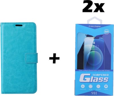Samsung Galaxy S10 Lite 2020 Telefoonhoesje - Bookcase - Ruimte voor 3 pasjes - Kunstleer - met 2x Tempered Screenprotector - SAFRANT1 - Turquoise