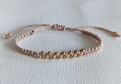 SWAN - armband - macramé - zand - goud - stainless steel - rvs - kralen - sieraad