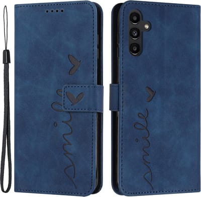 Coverup Hoesje - Geschikt voor Samsung Galaxy A55 Hoesje - Coverup Smile Book Case - Blauw