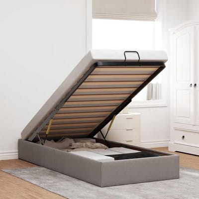 vidaXL - Bedframe - zonder - matras - 100x200 - cm - stof - taupe