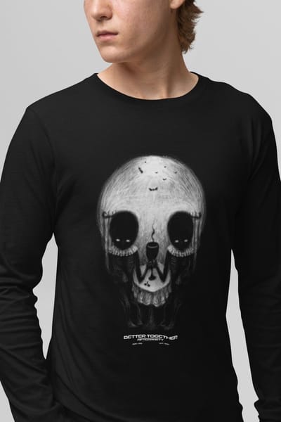 Starry Indigo - Halloween kostuum / T-shirt voor heren | Skeleton head | Zwart | Maat L