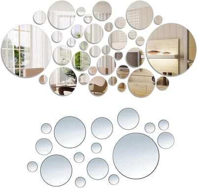 Ronde Spiegeltegels 32 Stuks - Zelfklevend - Acryl Spiegels - Decoratieve Wandstickers - ShopVlot