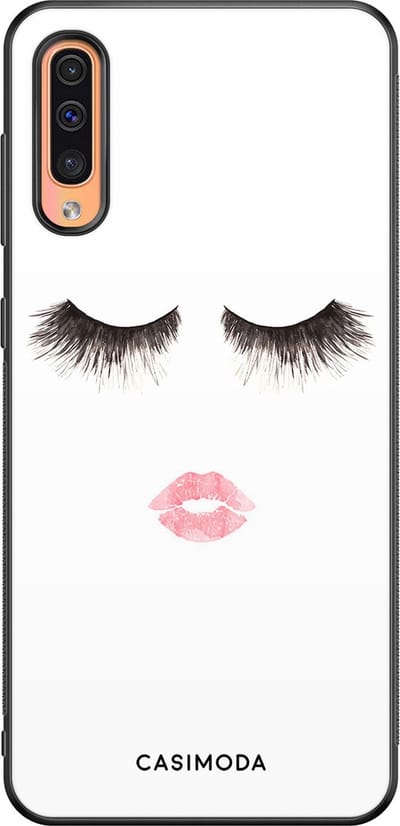 Casimoda® hoesje - Geschikt voor Samsung Galaxy A50 - Kiss Wink - Zwart TPU Backcover - Geen opdruk - Wit