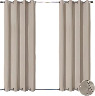 Privacygordijnen - Buitengordijn - Schaduwdoek - Voor Tuin, Veranda of Balkon - UV-bestendig & Zonwerend - Waterdicht Outdoor Design met Doorvoertules - Kleur: Beige-W84xL55in-213x140cm