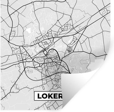 Muurstickers - Sticker Folie - België – Lokeren – Stadskaart – Kaart – Zwart Wit – Plattegrond - 100x100 cm - Plakfolie - Muurstickers Kinderkamer - Zelfklevend Behang XXL - Zelfklevend behangpapier - Stickerfolie