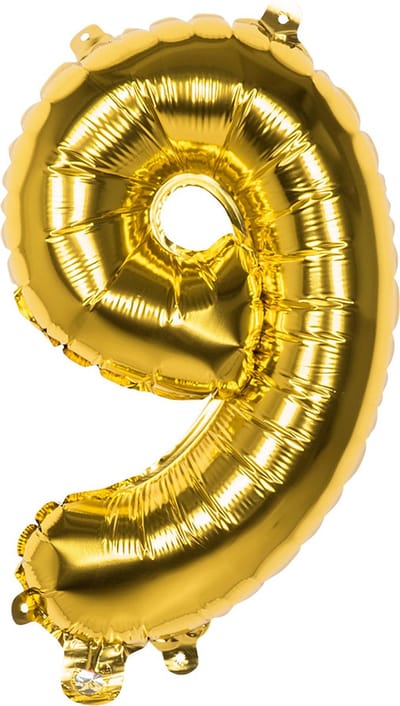 Boland - Folieballon '9' goud (36 cm) 9 - Goud - Cijfer ballon