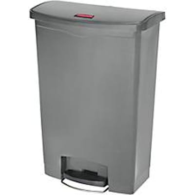 Pedaalemmer Slim Jim®, kunststof, volume 90 liter, met wielen, grijs