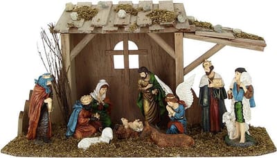 Kerstkwekerij 10 Santons Resin L.60cm - Plastic - SILUMEN
