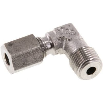 R 1/8'' Buitendraad x 4LL RVS L-Fitting 90graden 100 Bar DIN 2353 - FL2E-MC-ST-018R-04-LL
