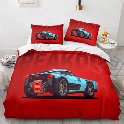 Sportwagen Dekbedovertrek Sets Volledige Maat 3 Delige Raceauto Beddengoed Sets Met Kussenslopen Voor Tieners Jongens Polyester Dekbedovertrek US Full(200*230cm)3pcs