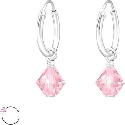 Montebello Oorbellen Cailin Pink - 925 Zilver - Swarovski - 8x6mm - ∅12mm