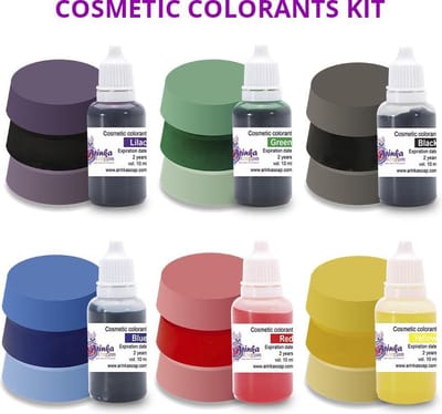 Kleurstof Set voor Zeep en Badproducten – 6x 10 ml Vloeibare Cosmetische Kleurstoffen – Geconcentreerd – Voor Gietzeep, CP Zeep, Bruisballen en DIY Creaties – ArinKaSoap