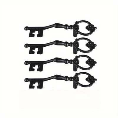 Lot de 4 poignées de tiroir vintage en alliage de zinc avec motif clé, idéales pour portes d'armoires, boîtes à bijoux et coffrets cadeaux - Espacement des trous de serrure: 58mm noir