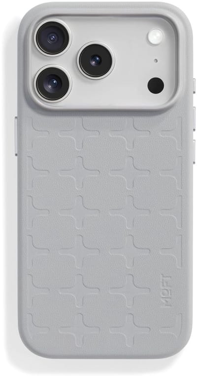 MOFT Tombogo Hoesje Geschikt voor iPhone 17 Pro - MOVAS Snap Back Cover - Compatibel met MagSafe - Vegan Leer Case - Beschermhoes Dun - Duurzaam - Grijs
