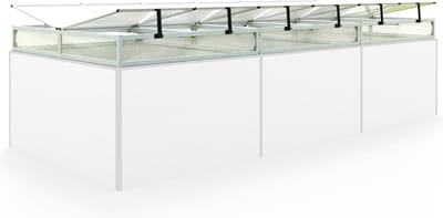 Moestuinbak opzetstuk van aluminium en polycarbonaat Tuinkas plantenbak voor tuin, balkon, met dakvenster kleppen, UV en weerbestendig, 150 x 351 cm