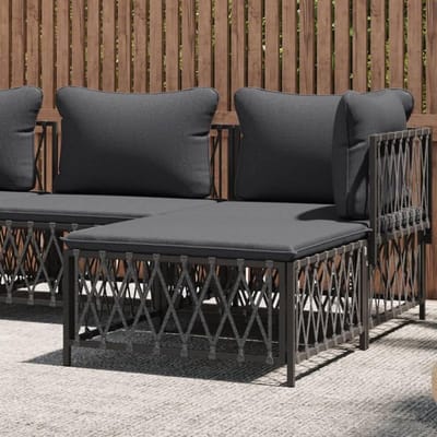 Tuinstoel met kussen - Voetenbank buiten - Ontspannen in tuin - Modulair ontwerp - 70 x 70 cm - Antracietgrijs